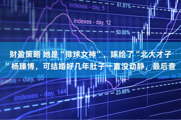 财盈策略 她是“排球女神”，嫁给了“北大才子”杨臻博，可结婚好几年肚子一直没动静，最后查